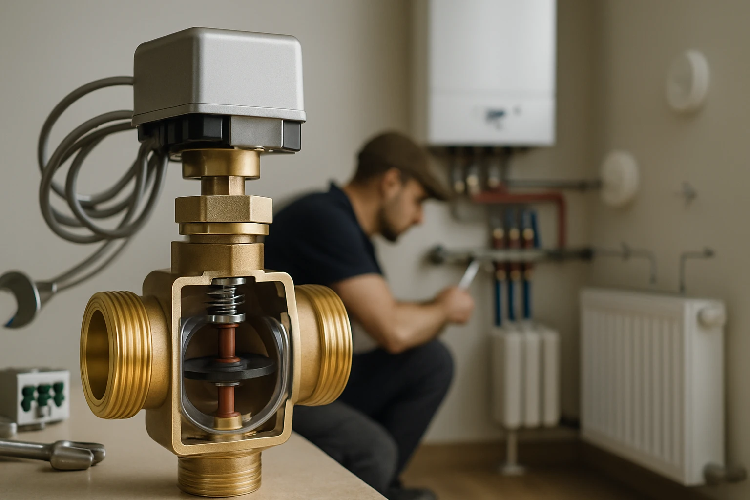 Detailný pohľad na zlatú ventiláciu s elektrickým ovládaním v interiéri.