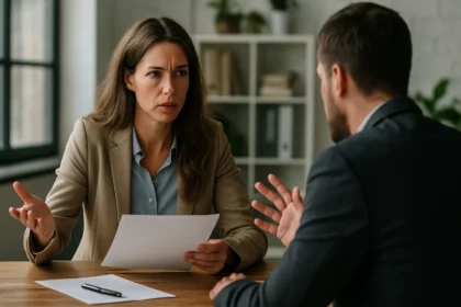 Žena diskutuje o neziskových organizáciách a ich vplyve na spoločnosť.