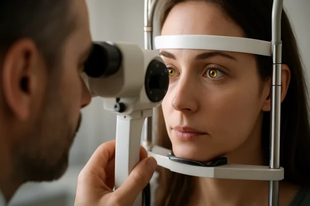 Vyšetrenie zraku so zameraním na žltú škvrnu.