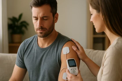 Použitie TENS prístroja na úľavu od bolesti a uvoľnenie svalov.