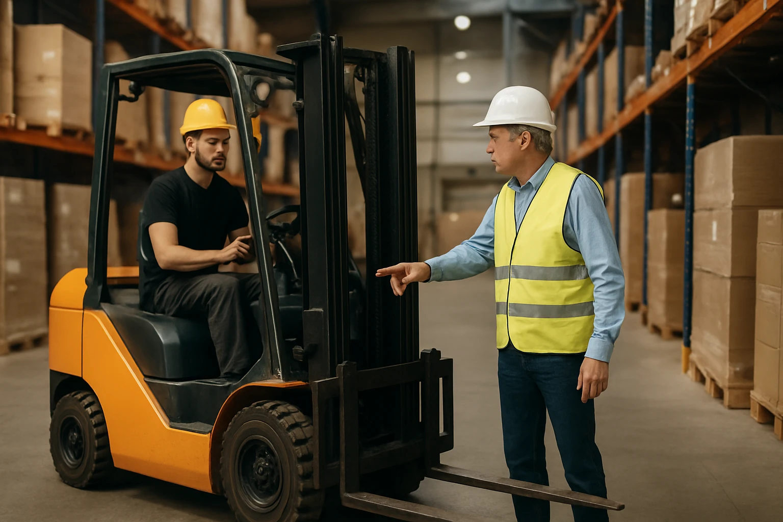 Tréning obsluhy vysokozdvižného vozíka v sklade