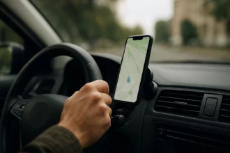 Magnetický držiak na telefón v aute s mapou