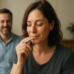 Žena prestáva fajčiť a začína sa uzdravovať.