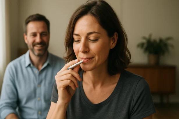 Žena prestáva fajčiť a začína sa uzdravovať.