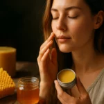 Žena sa stará o pleť s pomocou včelieho vosku a medu.