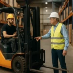 Tréning obsluhy vysokozdvižného vozíka v sklade