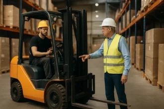 Tréning obsluhy vysokozdvižného vozíka v sklade