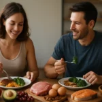 Pár vychutnáva paleo jedlo plné zdravých surovín.