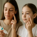 Matka a dcéra aplikujú Cicaplast na pokožku pre obnovu a hydratáciu.