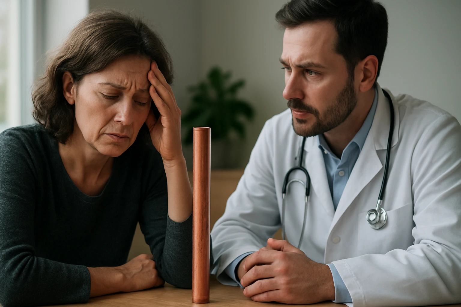 Žena so zdravotnými problémami diskutuje s lekárom.