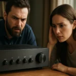 Pár sledujúci predzosilňovač a hodnotiaci kvalitu zvuku