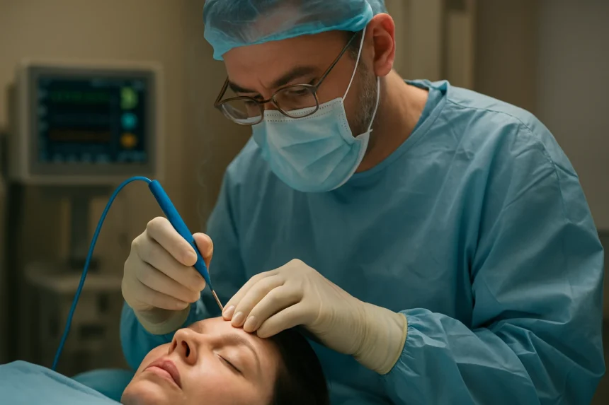 Chirurg využíva elektrokauter na minimálne invazívny zákrok.