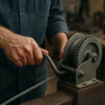 Použitie ručného škrtiaceho zariadenia v dielni.