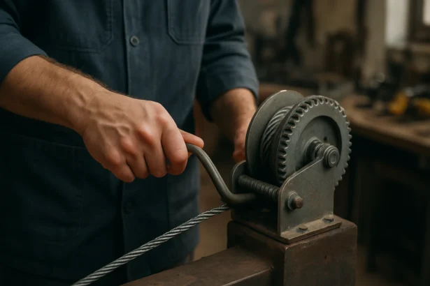 Použitie ručného škrtiaceho zariadenia v dielni.