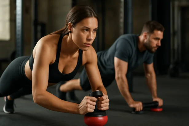 Vytrvalostný tréning s činkami v posilňovni, zameranie na techniku.