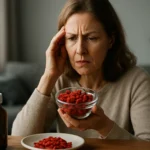 Žena so starosťami drží misku goji bobúľ