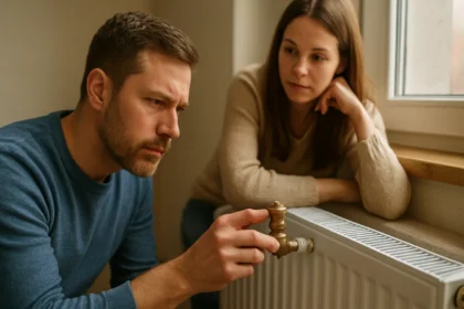 Pár kontroluje automatický odvzdušňovací ventil na radiátore.