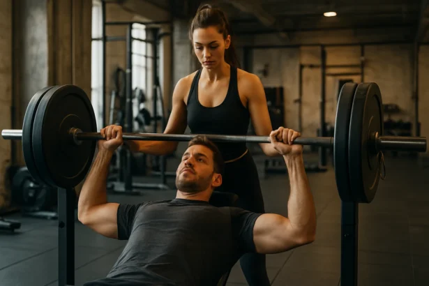 Fitness cvičenie v posilňovni s osobným trénerom