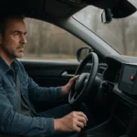 Muž riadiaci vozidlo s retardérom na palubnej doske