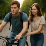 Dve osoby na bicykli v prírode, ideálne pre začiatočníkov v cyklistike.