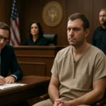 Súdne pojednávanie s páchateľom a právnym zástupcom.