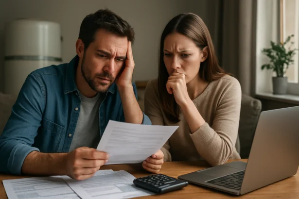 Par mladých ľudí analyzuje dokumenty a počíta náklady spojené so zásobníkmi energie.