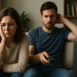 Pár sleduje televíziu s negatívnymi emóciami, chýba im pohoda.