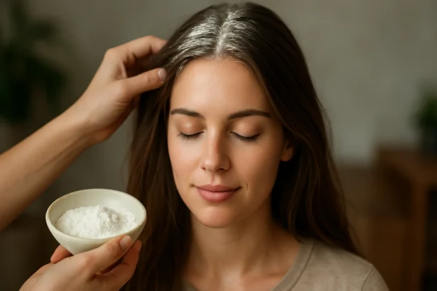 Žena dostáva aplikáciu kremeliny na vlasy pre zdravý vzhľad