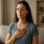 Žena praktizuje dýchanie a relaxáciu pre zlepšenie autonómneho nervového systému.