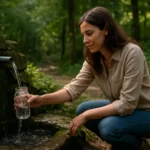 Žena naberá vodu z liečivého prameňa v Bükkszéku