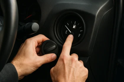 Ruka nastavujúca palivomer v automobile