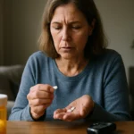 Žena s liekmi metformín na kontrolu cukrovky