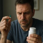 Muž zvažujúci užitie kapsúl Vargastem na zlepšenie zdravia.