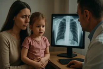 Matka so svojou dcérou v ordinácii pri röntgene