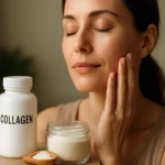 Žena s kolagénom zlepšuje pleť a zdravie.
