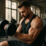 Muž cvičiaci s činkami v posilňovni na vybudovanie svalovej hmoty.