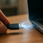 Pripojenie USB k laptopu s efektom blesku