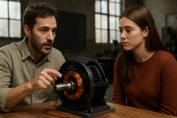 Diskusia o fungovaní generátora s expertom a zvedavým poslucháčom.