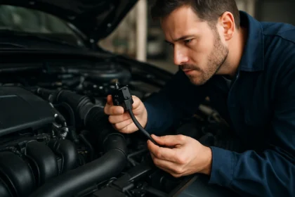 Mechanik skúma MAP senzor v motore vozidla