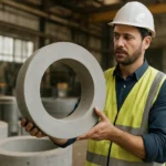 Muž s odľahčovacím prstencom v stavebnej dielni