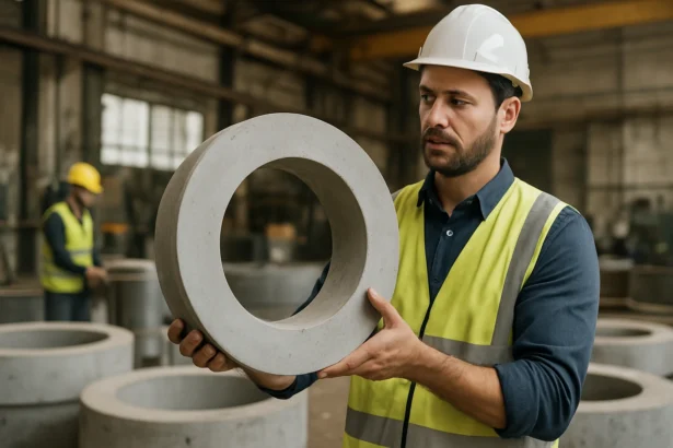 Muž s odľahčovacím prstencom v stavebnej dielni