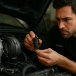 Muž kontroluje N75 ventil v turbomotore pre optimalizáciu výkonu.