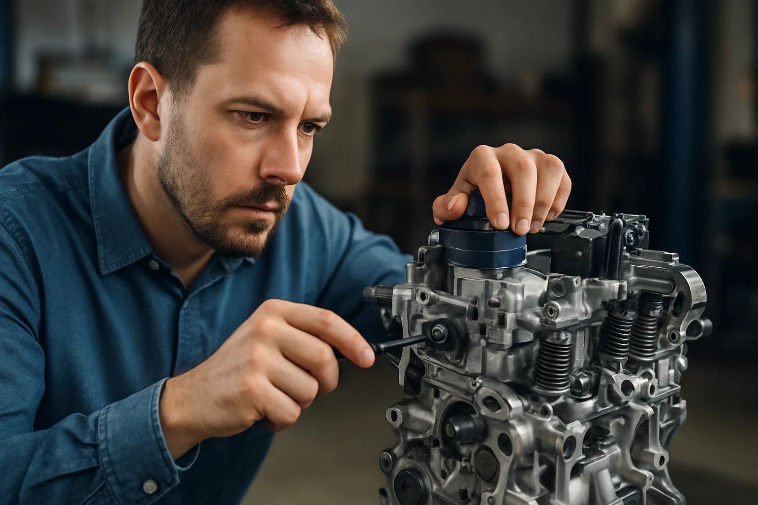 Mechanik pracuje na motorovej hlave s technológiou Valvetronic.