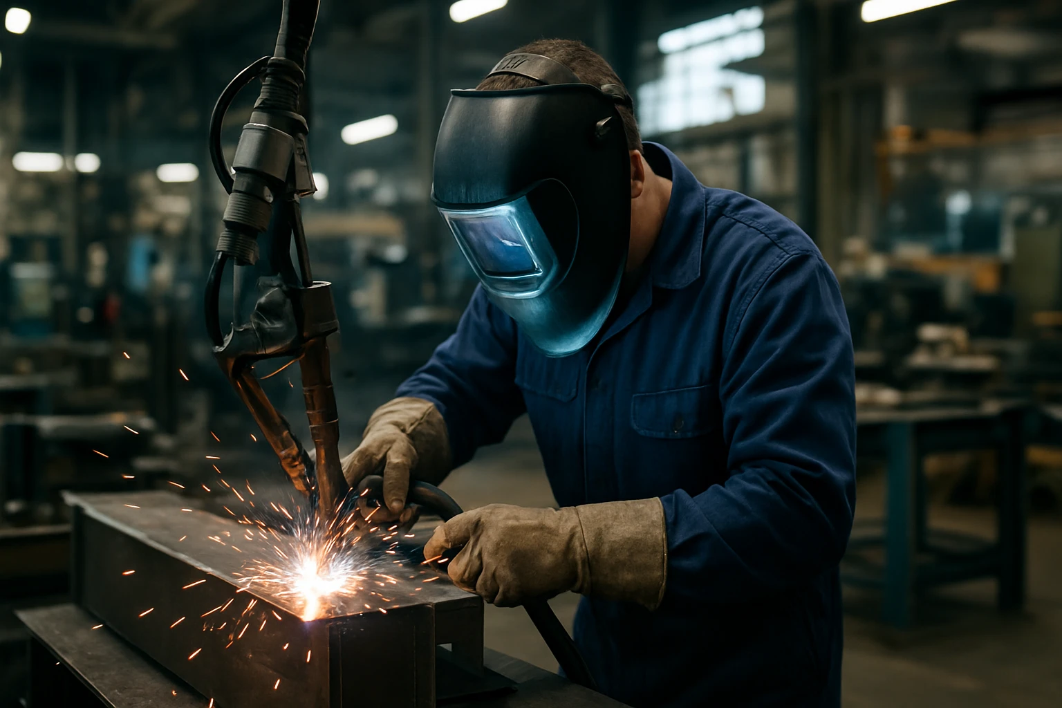 Technik pracuje s impulzným zváraním v modernom výrobnom prostredí.