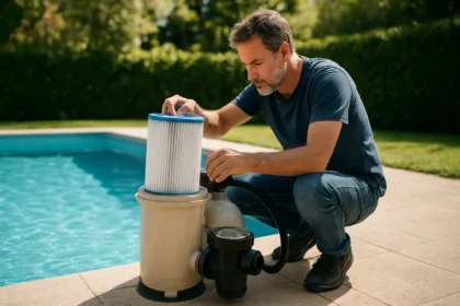 Údržba bazénového filtra pre čistú vodu v bazéne