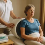 Žena podstupujúca magnetoterapiu na zlepšenie zdravia a pohody.