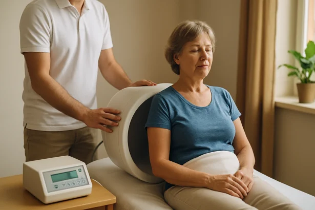 Žena podstupujúca magnetoterapiu na zlepšenie zdravia a pohody.