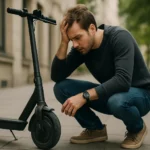 Muž znepokojený elektrickou kolobežkou na chodníku