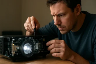 Oprava projektora: postupný proces úpravy a údržby.