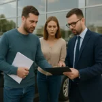 Kupujúci sa radia s predajcom o aute zo zahraničia.